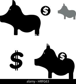 Les porcs et de l'argent pour financer cette est défini. Illustration de Vecteur
