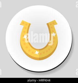 Bonne chance pour le golden horseshoe icône style autocollant plat. Vector illustration. Illustration de Vecteur