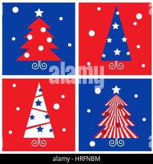 11064262 - arbres de Noël blocs design icons. vector illustration de style rétro. Banque D'Images