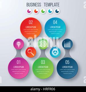 Modèle d'infographies cinq options avec circle Illustration de Vecteur