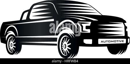 Gravures monochromes isolés camionnettes, voitures, logotype logo couleur noir véhicule automobile vector illustration Illustration de Vecteur