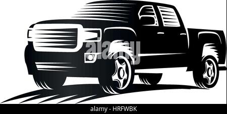 Gravures monochromes isolés camionnettes, voitures, logotype logo couleur noir véhicule automobile vector illustration Illustration de Vecteur