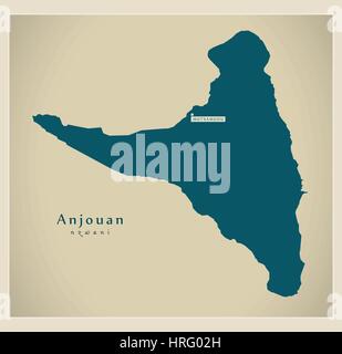 Carte moderne - Anjouan Illustration de Vecteur