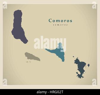 Carte moderne - Comores Illustration de Vecteur