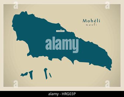 Carte moderne - Moheli Illustration de Vecteur