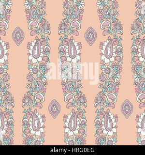 Motif floral ethnique, oriental, éléments primitifs des ondes verticales de la mise en page. Des tons pastel. Illustration de Vecteur