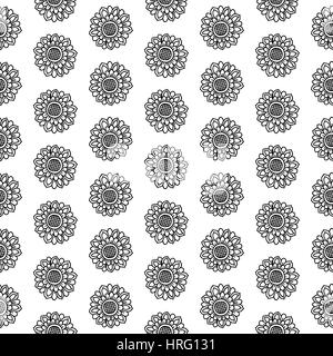 Paisley modèle vectoriel continu. Motif floral ethnique primitif, fleurs orientales, mise en page, en pointillé noir sur fond blanc. Illustration de Vecteur