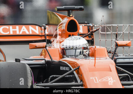 Montmelo, Catalogne, Espagne. 1er mars, 2017. FERNANDO ALONSO (ESP) prend à la piste durant le jour 3 de la Formule 1 les essais au Circuit de Catalunya Crédit : Matthias Rickenbach/ZUMA/Alamy Fil Live News Banque D'Images