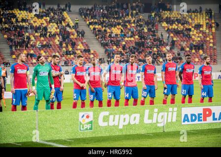 Bucarest, Roumanie. 1er mars 2017. Steaua Bucarest lors de l'équipe roumaine de football LPF - Ligue 1 Orange 2016-2017, match entre FC Steaua et Bucharst, le Dinamo Bucarest 1848 au Stade National, Bucarest, Roumanie ROU. Credit : Cronos Foto/Alamy Live News Banque D'Images