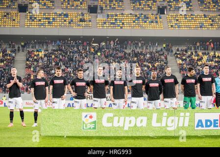 Bucarest, Roumanie. 1er mars 2017. L'équipe de Dinamo Bucarest lors de la LPF - Football Ligue 1 Orange roumaine 2016-2017, match entre FC Steaua et Bucharst, le Dinamo Bucarest 1848 au Stade National, Bucarest, Roumanie ROU. Credit : Cronos Foto/Alamy Live News Banque D'Images