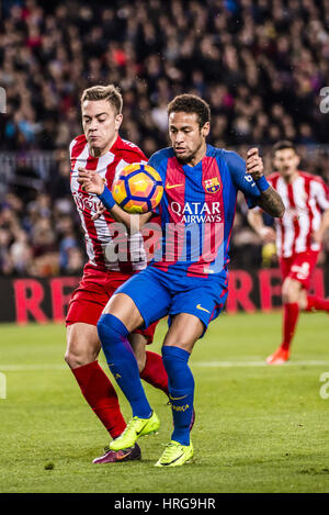 Barcelone, Catalogne, Espagne. 1er mars, 2017. FC Barcelone NEYMAR avant JR. en action pendant la LaLiga match entre le FC Barcelone et le Sporting au Camp Nou à Barcelone Crédit : Matthias Rickenbach/ZUMA/Alamy Fil Live News Banque D'Images