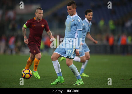 Stadio Olimpico, Rome, Italie. 1er mars, 2017. Italie TIM CUP de football. Vs Lazio Roma. Milinkovic en action pendant le match. Crédit : marco iacobucci/Alamy Live News Banque D'Images