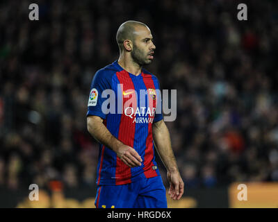 Barcelone, Espagne. 06Th Mar, 2017. Javier Mascherano. La Liga Santander journée 25 match entre FCBarcelona et Sporting de Gijón. Camp Nou, Barcelona, Espagne. Le 1 mars 2017. Credit : VWPics/Alamy Live News Banque D'Images