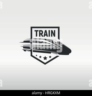 Gravure moderne monochrome isolé train style dans l'image logo sur fond blanc vector illustration Illustration de Vecteur