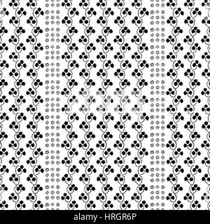 Motif floral transparent, fait main motif folklorique russe clover et blocs en noir et blanc. Impression textile. Illustration de Vecteur