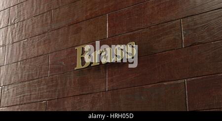 - Plaque de bronze en laiton monté sur un mur en bois d'érable en rendu 3D - image de la photo. Cette image peut être utilisée pour un site web en ligne ou annonce de bannière Banque D'Images