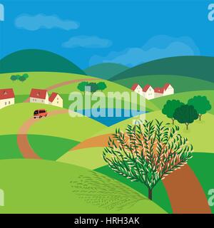 Paysage vert concept. Illustration de Vecteur