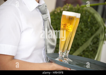 Kellner serviert Bier - garçon Banque D'Images