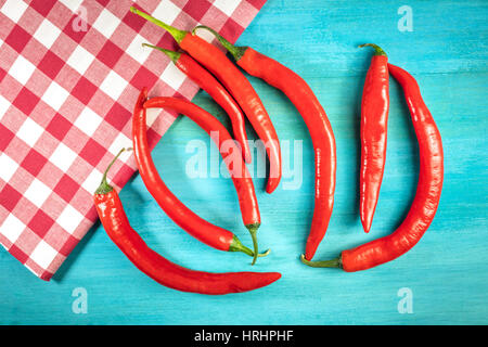 Red Hot Chili Peppers sur une texture turquoise Banque D'Images
