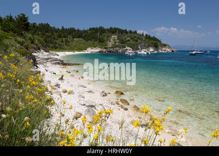 Kipiadi Beach sur la côte est, Paxos, îles Ioniennes, îles grecques, Grèce Banque D'Images