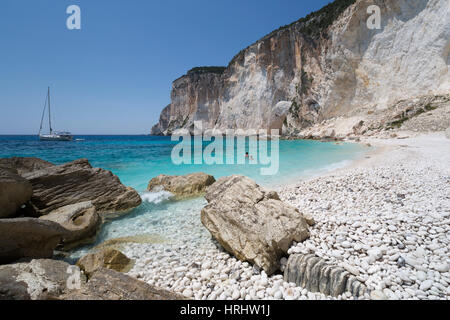 Erimitis Beach sur la côte ouest, Paxos, îles Ioniennes, îles grecques, Grèce Banque D'Images