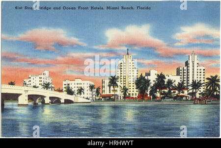 41e Street Bridge et Ocean Front, Miami Beach, Floride Banque D'Images