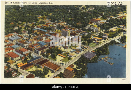 Louisiane - (9611) Vue aérienne de Lake Charles, en Louisiane Banque D'Images