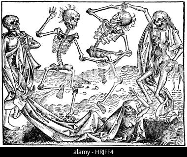 Danse Macabre, Chronique de Nuremberg, 1493 Banque D'Images