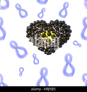 8 bleu 8 numéros part attirer par l'aquarelle et coeurs faites par sphères isolé sur fond lumineux. Heureux jour womans modèle de conception sans couture. 3d illustration Banque D'Images