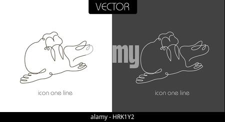 Le phoque, le morse icône sur fond noir et blanc une ligne pour le logo, signe, symbole Illustration de Vecteur