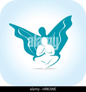 La liberté, l'éveil, une silhouette humaine avec des ailes Illustration de Vecteur