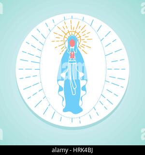 Carte de vœux. Maison de Vacances - Immaculée Conception de la Vierge Marie. Icône dans le style linéaire Illustration de Vecteur