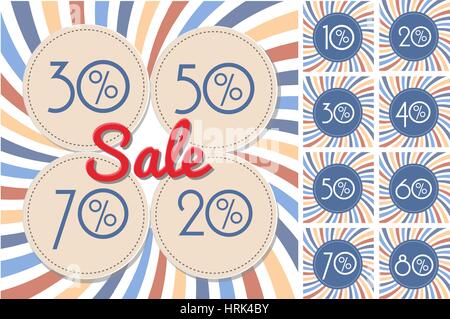 Prix discount tags en style rétro. Vecteur. Illustration de Vecteur