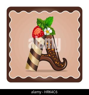 Cartes pour enfants pour l'apprentissage de l'alphabet. Une lettre que le chocolat, sous la forme de bonbons et de gâteaux . Vector Illustration Illustration de Vecteur