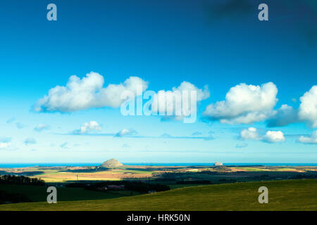 North Berwick Law et Bass Rock de l'Garelton Hills près de East Lothian, Athelstaneford Banque D'Images