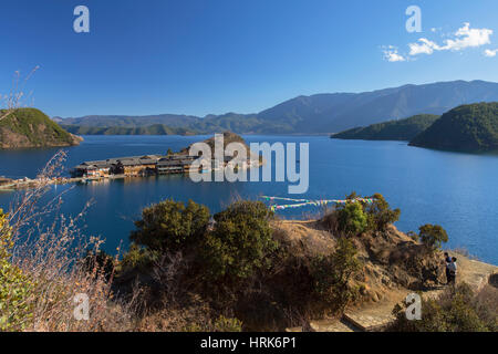 Lige village, Lugu Lake, Yunnan, Chine Banque D'Images