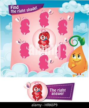 Jeu visuel pour les enfants. Tâche de trouver la bonne teinte Illustration de Vecteur