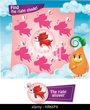 Jeu visuel pour les enfants. Tâche de trouver la bonne teinte Illustration de Vecteur
