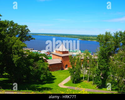 Vue sur la Volga et l'Oka de Nizhny Novgorod Kremlin. Paysage. Banque D'Images