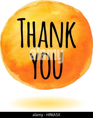 Carte de remerciement avec aquarelle orange circle Illustration de Vecteur