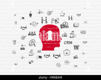 Finances concept : Tête avec serrure sur wall background Banque D'Images