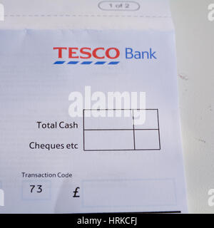 Tesco Bank - bulletin de versement mensuel de carte de crédit Banque D'Images