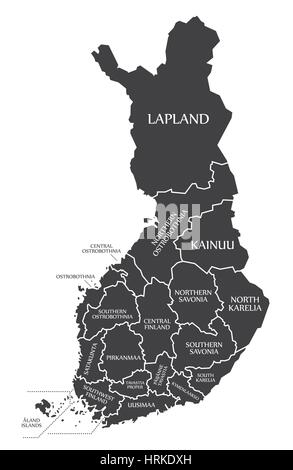 Finlande Site étiqueté illustration noir en anglais Illustration de Vecteur