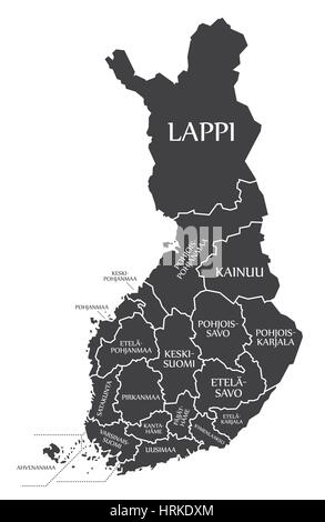 Finlande Site étiqueté illustration noir en finnois Illustration de Vecteur
