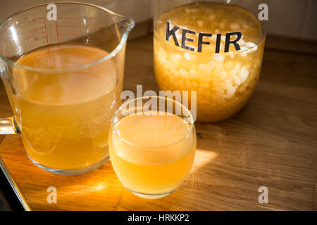 Faire de l'eau du kéfir fait maison Banque D'Images