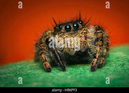 Super macro close up Phidippus thomisidae regius Banque D'Images