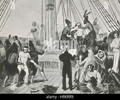 Traverse l'Équateur, le HMS Beagle, 1832 Banque D'Images