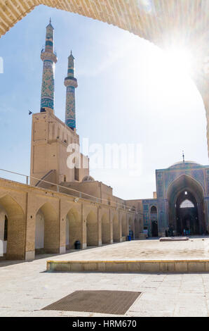 Avis de minaret de la mosquée Jame à Yazd Banque D'Images