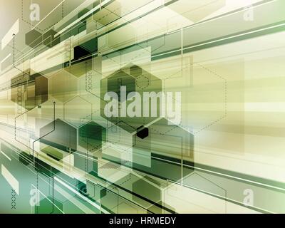 Résumé Contexte La technologie vecteur avec hexagones Illustration de Vecteur