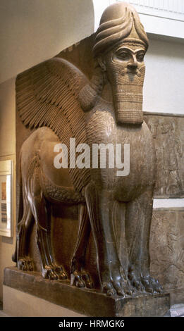 Lamassu du palais de Sargon II. Les Assyriens. 706 BC. Le Palais de Khorsabad. British Museum. Londres. United Kingdom. Banque D'Images